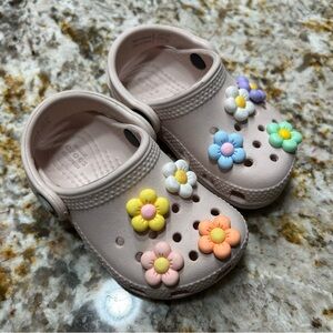 CROCS Kids Light Pink with Multicolor Flowers Baby/Toddler size 5